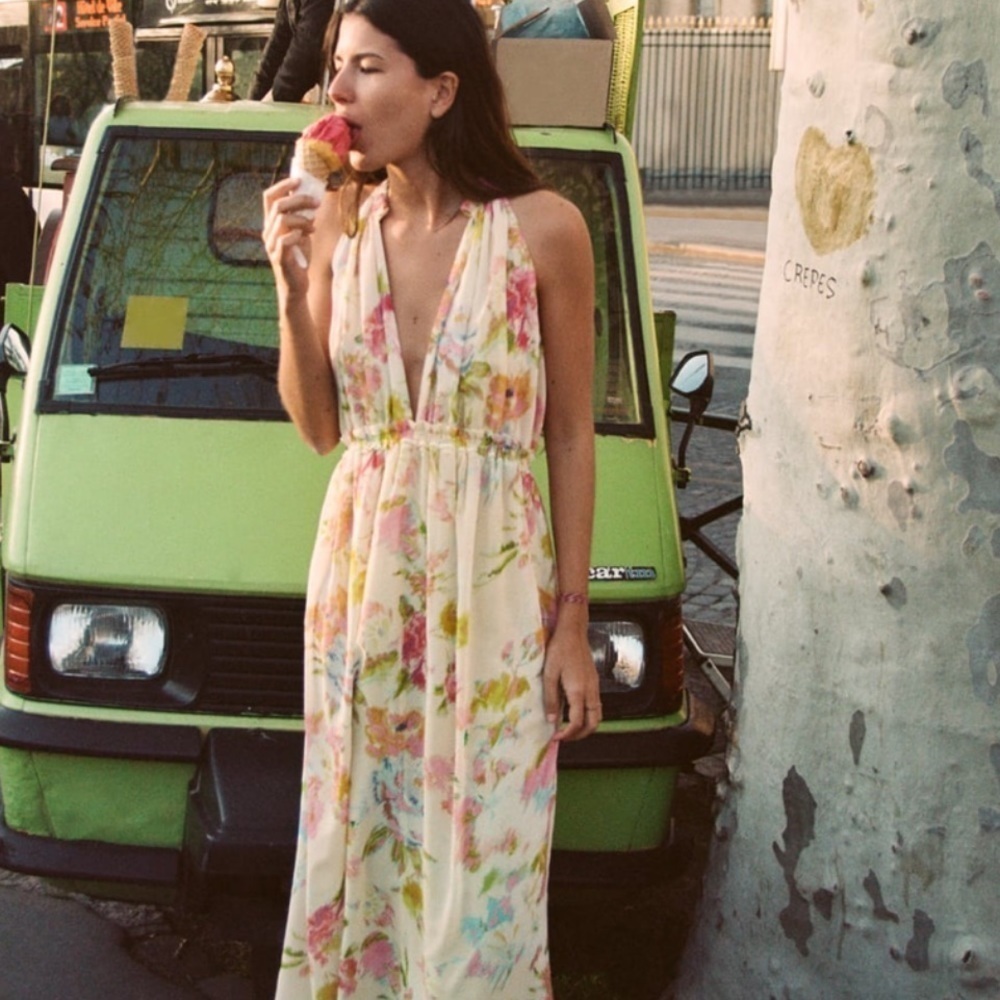 ZARA Long Multicolored Floral Print Dress BNWT